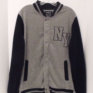 NY Varsity Jacket Jersey Sport Coat Gray Large